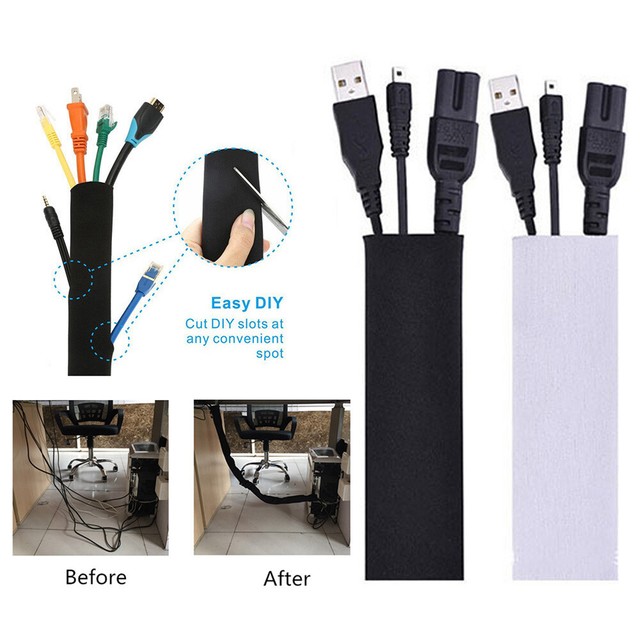 DIY Cable Management Sleeve Zipper Wrap Cord Organizer For Home Office DIY Cable Management Sleeve Zipper Wrap Cord Organizer For Home Office