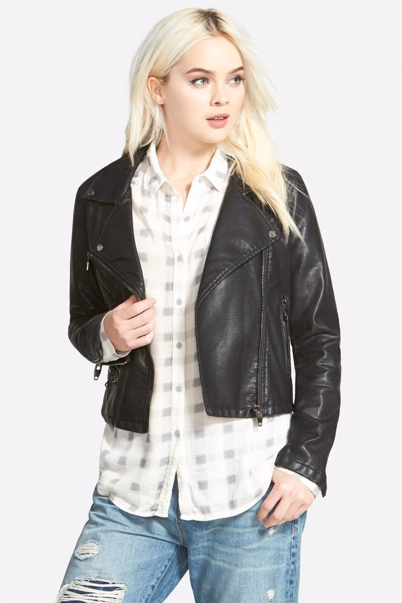 BLANKNYC Denim Faux Leather Moto Jacket - Black - Small | eBay