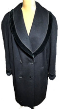 Woman's Andre Black Full Length Wool Button Overcoat W/lining Size 20(pre-owned)