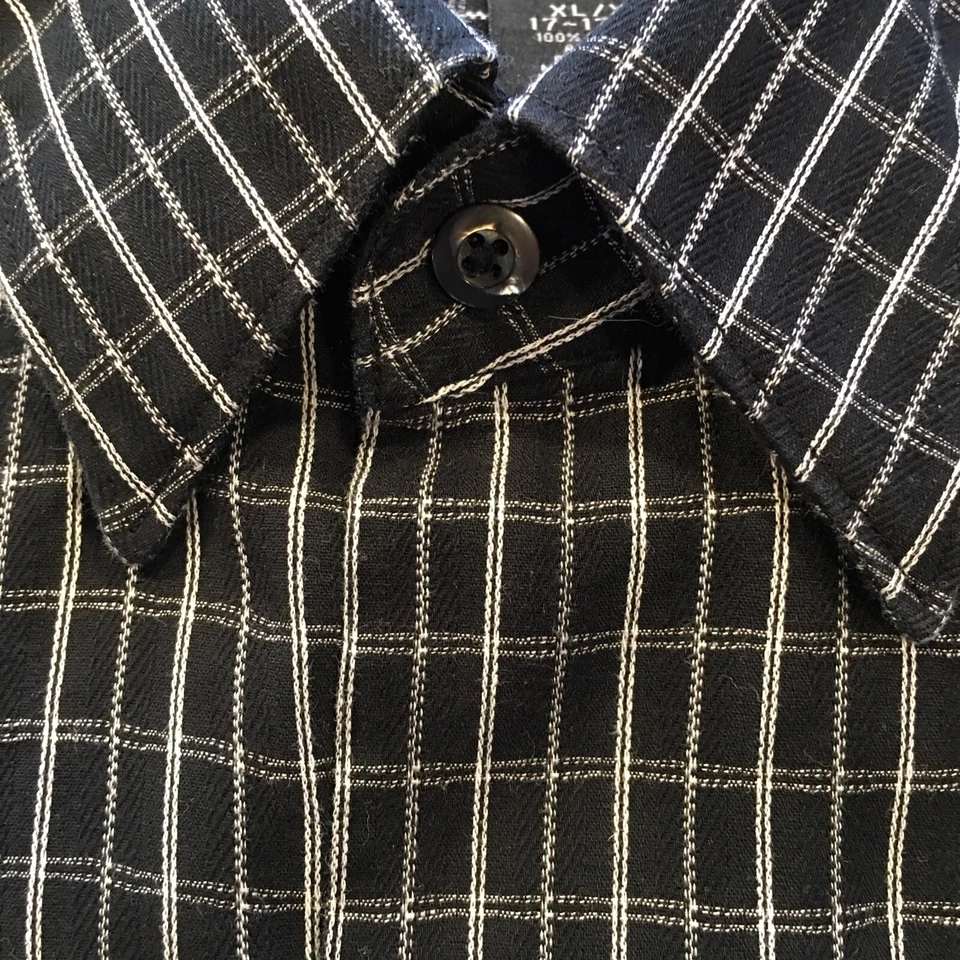 J. Ferrar Men's Size XL Long Sleeve Collar Stays Black Plaid Shirt - Image 4 of 4