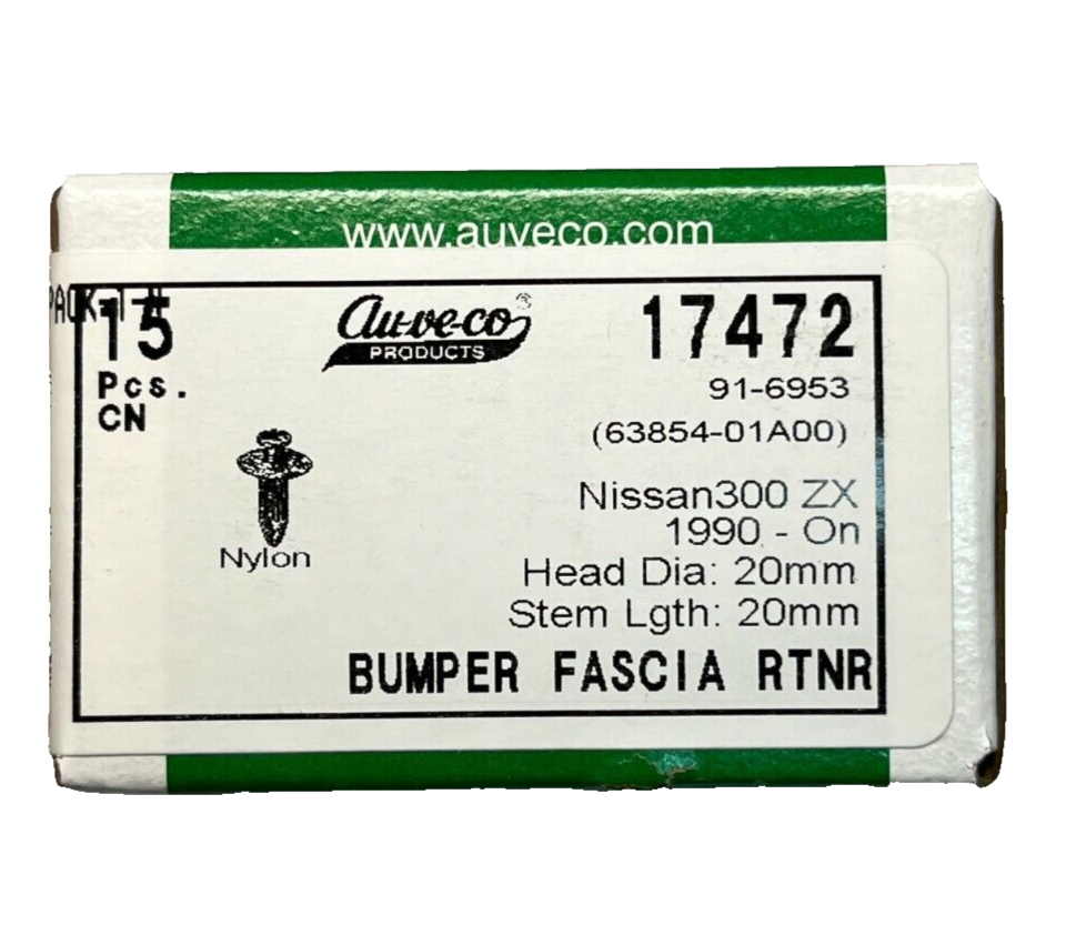 15 Front Nylon Bumper Fascia Retainers Auveco 17472 Mitsubishi OEM