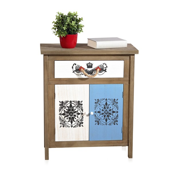 Kommode Anrichte Schrank Beistellschrank Sideboard Flurkommode Weiß Braun Shabby-image