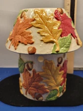 Candle Lamp for Large Jar Set of 2 Holder/Shade Fall Leaves Theme 9 inches 322