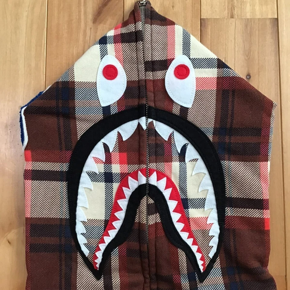 BAPE NFS Limited Check Shark full zip hoodie NIGO A Bathing Ape Size M mens JP!! - Image 3 of 4