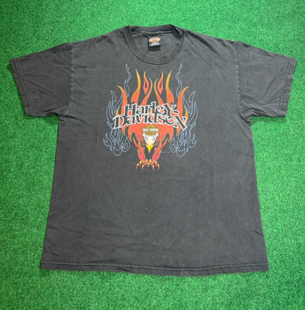 90s/y2k Flame Eagle Harley Davidson Badass T-shirt Rare Vintage 
