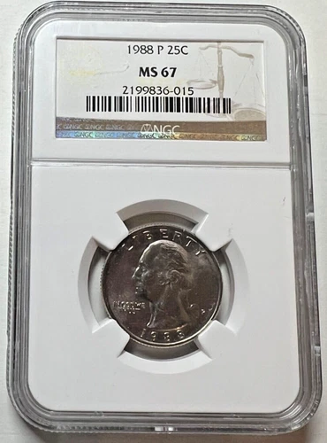 1988 P Washington Quarter  25C NGC MS 67  *Tied for highest NGC Graded 5/1/25*