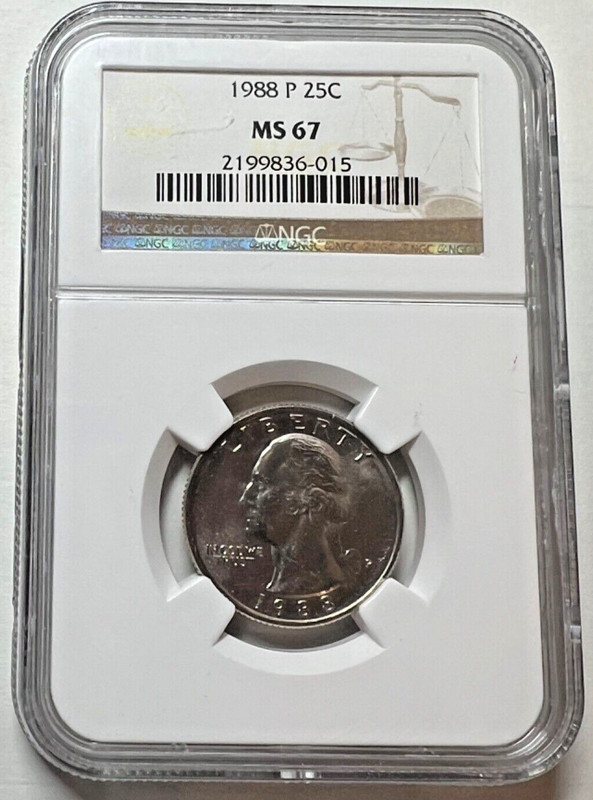 1988 P Washington Quarter  25C NGC MS 67  *Tied for highest NGC Graded 5/1/25*