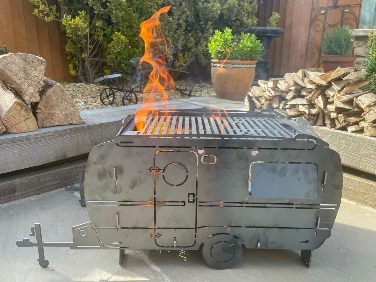 CARAVAN FIRE PIT BBQ LOG BURNER GRILL OUTDOOR SEATING FIRE SHOW DISPLAY |  eBay