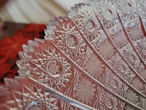 Bohemian Crystal Round Bowl Very Detail Hand Cut Queen Lace 24% Lead Glass 14in - Picture 5 of 12