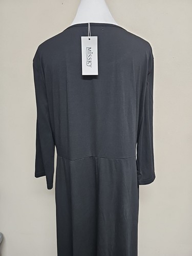 NWT MISSKY Women's Plus Dress 3/4 Sleeve Round Neck Stretch Black Color.Size 2XL - Picture 14 of 17