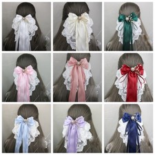 1pc Lady Hair Clip Lace Satin Bowknot Headwear Wedding Party Cosplay Accessory