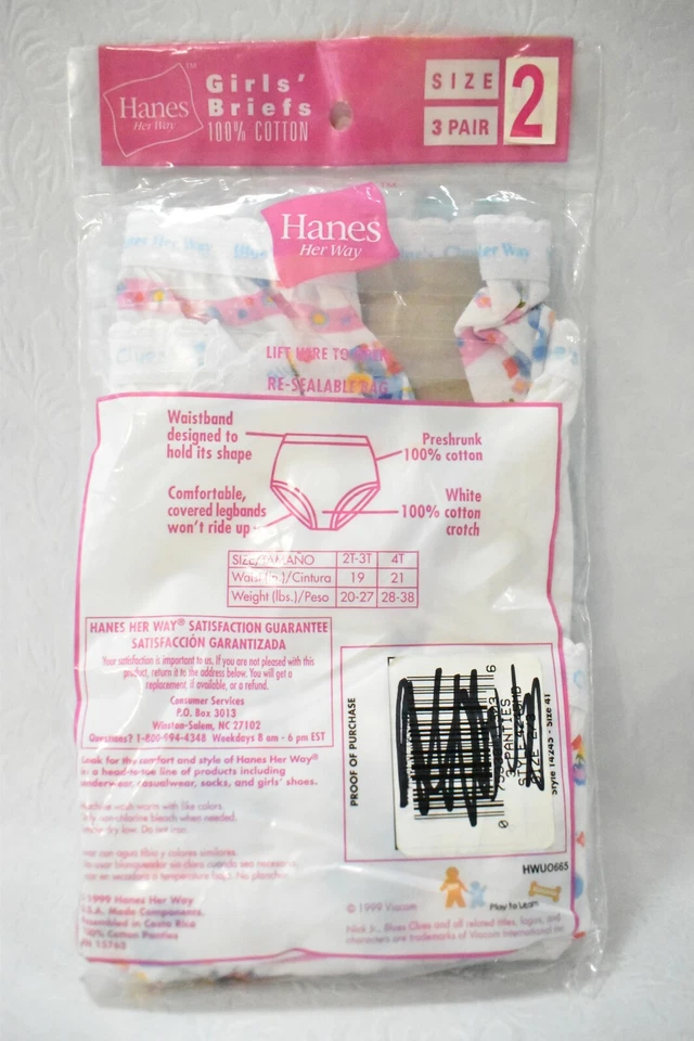 Blue's Clues Underwear Panties  Hanes Size 2 Girl's  Vintage 1999 - Image 2 of 4