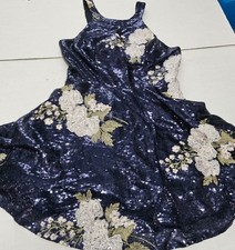 Honey and Rosie Navy Sequin Floral Cocktail Party Dress Ladies Juniors Size 9