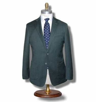 Joseph Abboud JOE 40R Men's Green Herringbone Slim Stretch Wool Blend Blazer