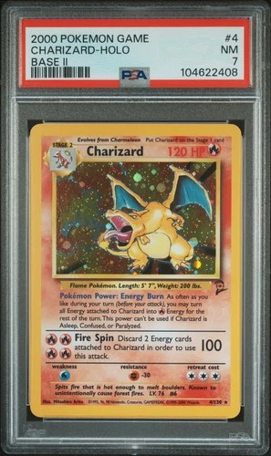 2000 POKEMON BASE SET 2 #4 CHARIZARD-HOLO PSA 7