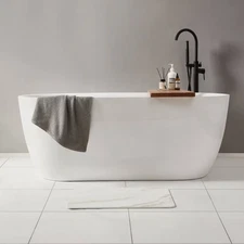 15.4"x23.6" Diatomaceous Stone Hard Bath Mat Marble