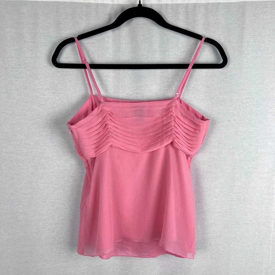 Vintage Gap Y2K Coquette Babydoll Cami Top Womens 4 Pleated Silk Pink Fairy - Image 3 of 4