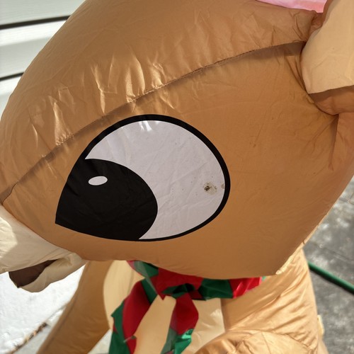 4.5 FT TALL LED RUDOLPH THE RED NOSED REINDEER SCARF INFLATABLE BY GEMMY USED - Picture 5 of 8