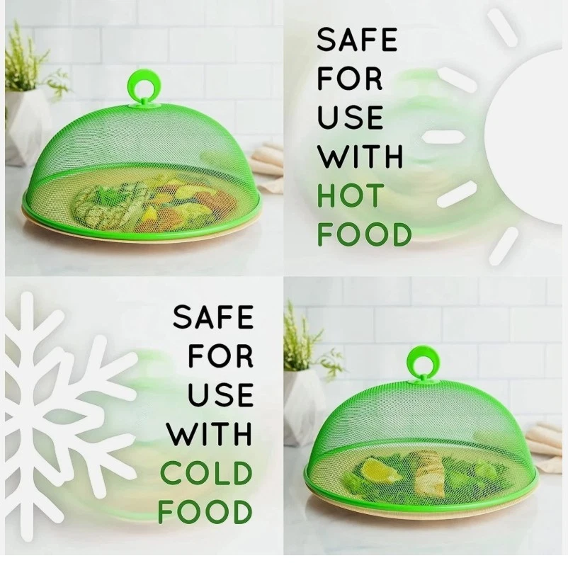 Pantalla de malla metálica cubierta de alimentos paraguas de tienda, 10,75 pulgadas (paquete de 3, verde azul rojo) Foto 4 de 4