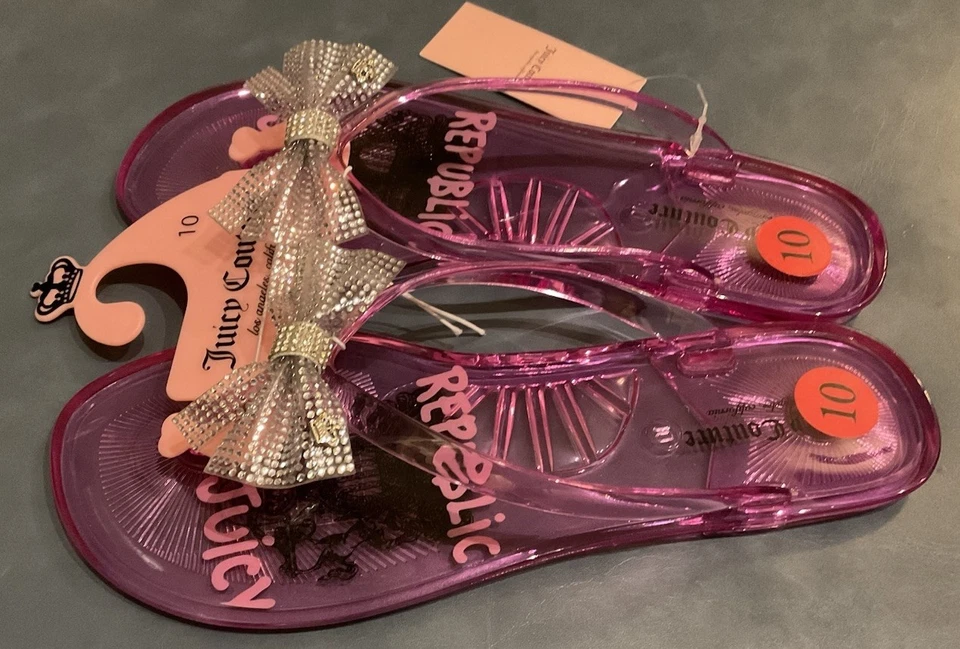 Chanclas Juicy Couture rosa de gelatina arcos brillantes para mujer talla 10M nuevas con etiquetas Foto 4 de 4