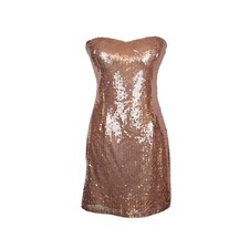 Elegant Strapless Dress in Rose Gold Sequin Sweetheart Fully Lined Party Dress