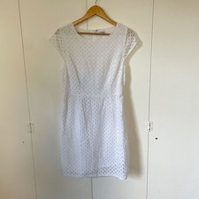 Old Navy Eyelet Cap Sleeve Dress Summer Boho Cotton Cottagecore Coastal, Sz 8