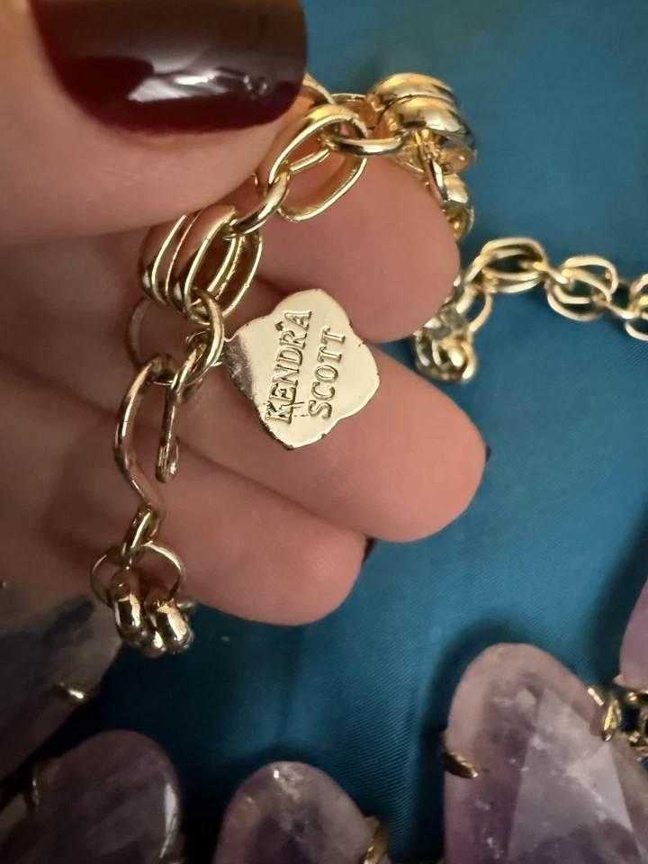 Kendra Scott Harlow Statement Necklace light purple amethyst gold tone (B) - Image 2 of 4