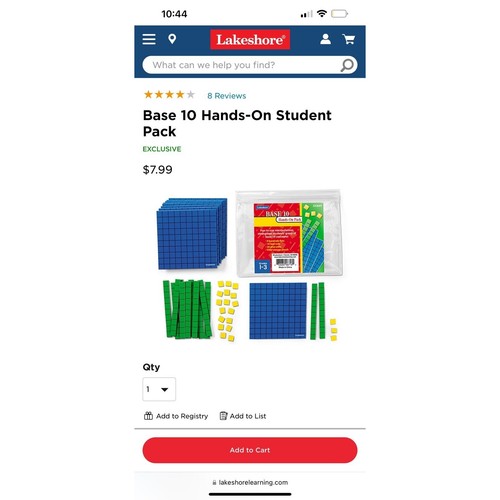 Base 10 Hands On Student Learning Pack