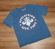 LN! Boy's AFFLICTION Size SMALL RAD TO THE BONE Blue Lava Wash Graphic Print Tee