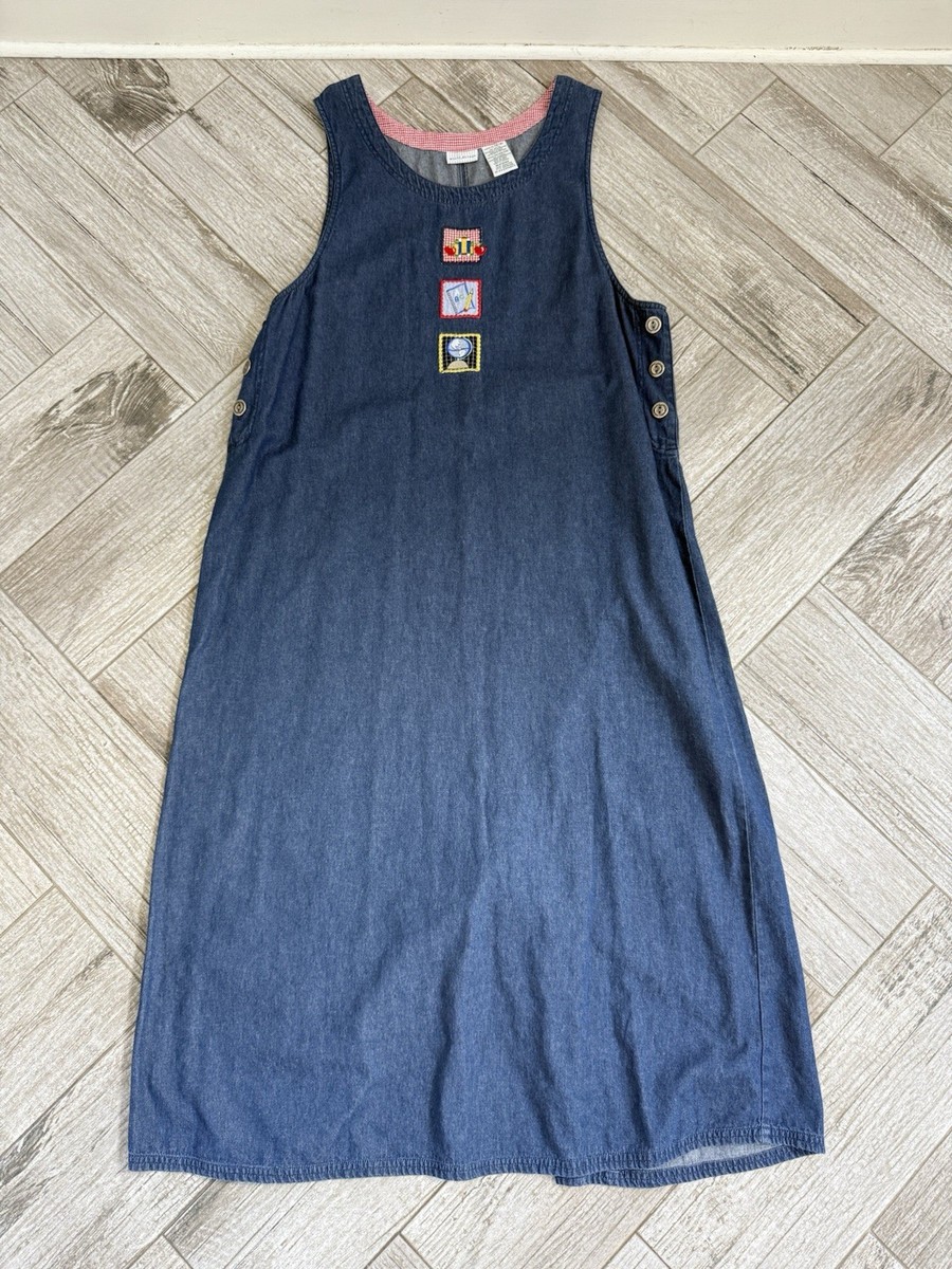 90s teacher dress 90s Embroidered Denim Dress – Lucidly Lola