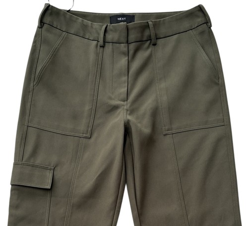 Pantalones para mujer Next verde oscuro tiro alto recto Reino Unido 10L W30 L28 - Imagen 2 de 15