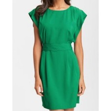 Eliza J Drape Sleeve Belted Sheath Dress in Green Size 8.