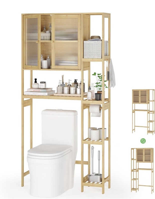 Over The Toilet Storage Cabinet Above Toilet Bathroom Organizer with 2 Doors