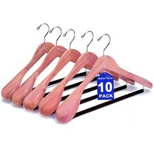 10 Pack Red Cedar Wood Coat, Suit Hangers with Extra Wide Shoulder, Wooden Ja...
