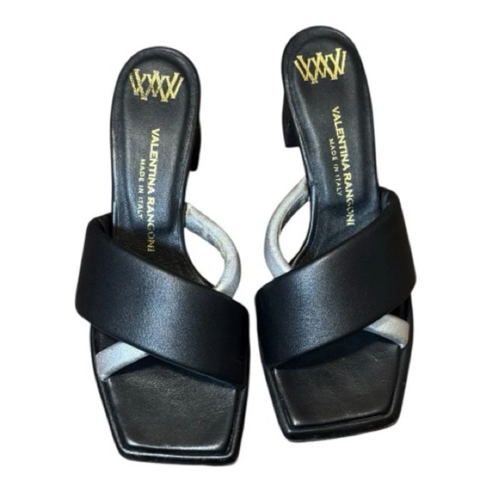 Sandalias negras para mujer Valentina Rangoni Darius Slides talla 7,5 M hechas en Italia Foto 2 de 4