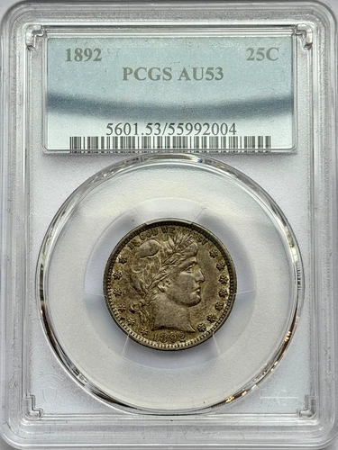 US 1892 P Barber Quarter PCGS AU53 Silver 25 Cents