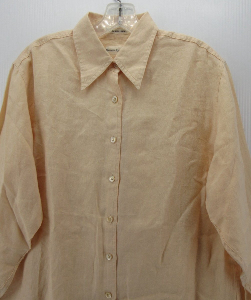 1980’s BANANA REPUBLIC Irish linen shirt VGT Banana Republic Top Women Small Beige Irish Linen Shirt Button