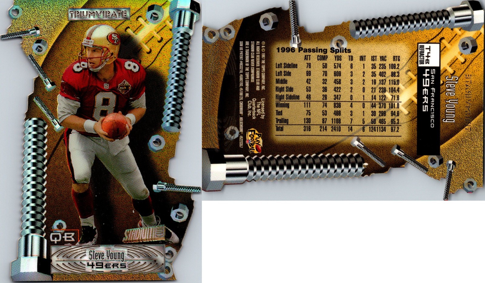 1997 Topps Stadium Club Triumverate REFRACTOR Steve Young #T4B SUPER RARE