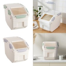 10KG Airtight Rice Storage Container Kitchen Food Storage Bin Clear Flip-Top Lid