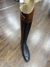 Custom Reitstiefel blau Leder mit braunem Besatz nur linker Fuß Größe 38