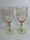 Vintage Weston Watermelon Wine Water Goblet Uranium Depression Glass UV Reactive