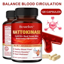 Nattokinase Supplements Coenzyme CoQ10 Vitamin C Immune Booster 30-120 Capsules