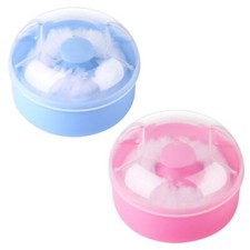 2Pcs Baby Body Cosmetic Powder Puff Body Powder Puff and Container Case Pink ...