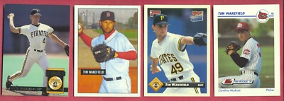 (4) TIM WAKEFIELD - 1991 LINE DRIVE RC, 1993 DONRUSS RC & 1994, 2005 HERITAGE !!