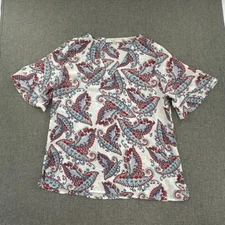 LOFT Blouse lightweight Paisley Print V-Neck Polyester XS Relaxed Fit