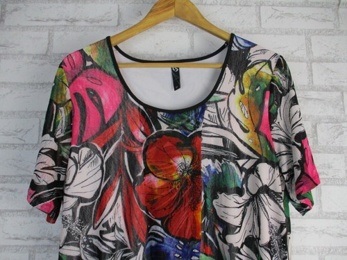 TS Sz XS, 14 Red, pink, green, blue floral print - Picture 5 of 8