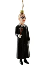 Justice RUTH BADER GINSBURG Glass Christmas Ornament, 5.5" Tall, by Cody Foster