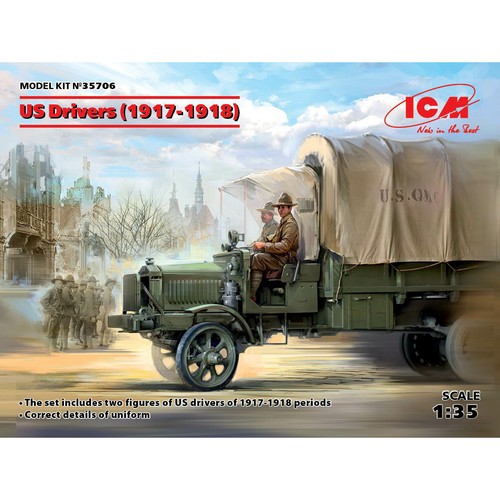 US Drivers 1917-1918 - 2 figures - Plastic Model Kit Scale Figure 1/35 ICM 35706 - Picture 7 of 10