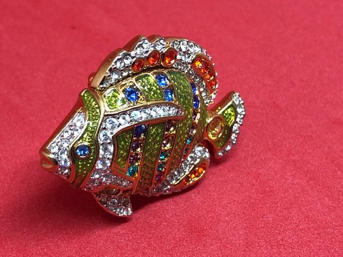 RARE SWAROVSKI ENAMELED & JEWELED TROPICAL FISH PIN / BROOCH - Picture 2 of 10