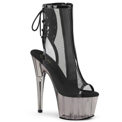 PLEASER ADORE-1018MSHT Women's 7'' Heel Tinted Platform Open Toe Ankle Zip Boots